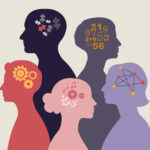 5 illustrated head with symbols for brains